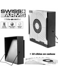 Porte Cible carré en métal Swiss Arms + 10 cibles Cybergun 603419 14 x 14 cm