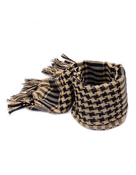 Foulard/écharpe Militaire Shemagh Tactique désert Keffiyeh - couleur: noir et désert - matière: 100% Coton (Delta Tactics)