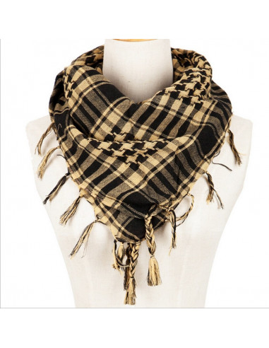 Foulard/écharpe Militaire Shemagh Tactique désert Keffiyeh - couleur: noir et désert - matière: 100% Coton (Delta Tactics)