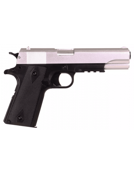 Pack Colt 1911 Metal Slide Dual Tone Silver/Black (Cybergun)