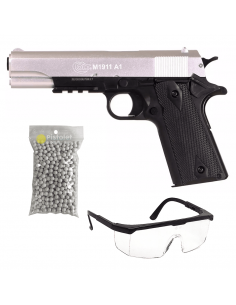 Pack Colt 1911 Metal Slide Dual Tone Silver/Black (Cybergun)