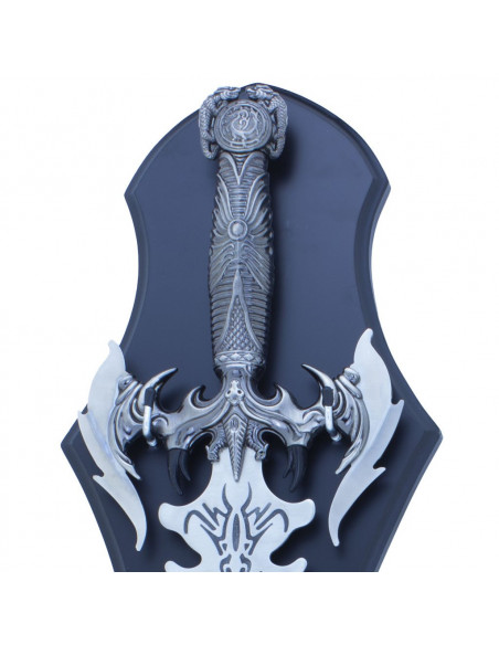 Épée décoration murale Style Gothique - 60 cm - Métal sur socle en bois