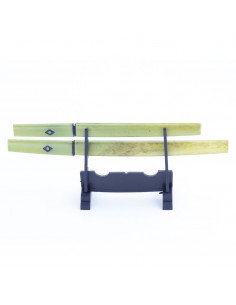  Coupe-Papier Duo de Katana - THE REPLICANT - 26 cm - Métal sur socle en bois