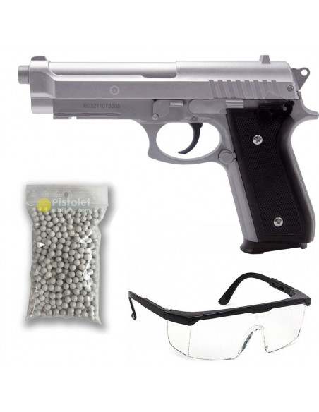 Réplique airsoft Taurus PT92 HPA series spring Cybergun - Métal Noir / argent