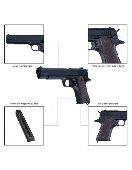Réplique airsoft Colt 1911 AEP Lipo Noir (Cyma)