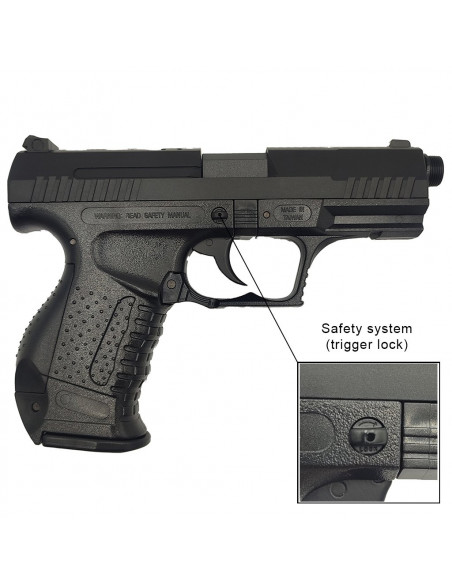 Réplique airsoft HFC HA-124 Noir Style P99 avec silencieux