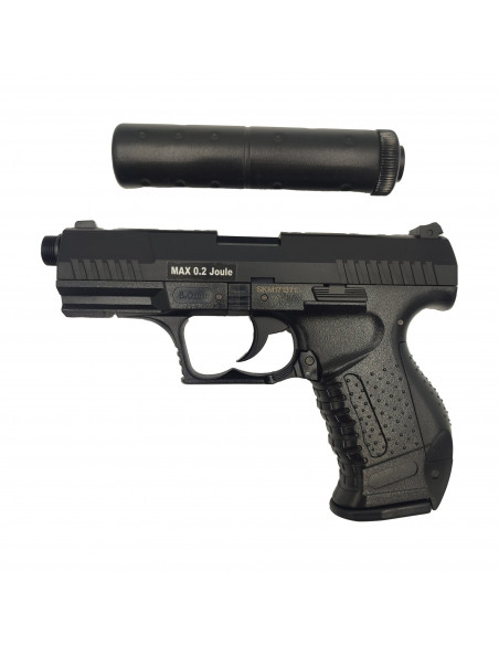 Réplique airsoft HFC HA-124 Noir Style P99 avec silencieux