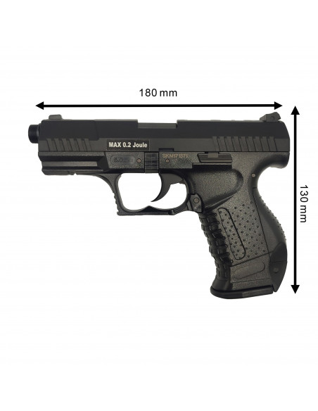 Réplique airsoft HFC HA-124 Noir Style P99 avec silencieux