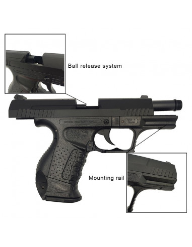 Réplique airsoft HFC HA-124 Noir Style P99 avec silencieux