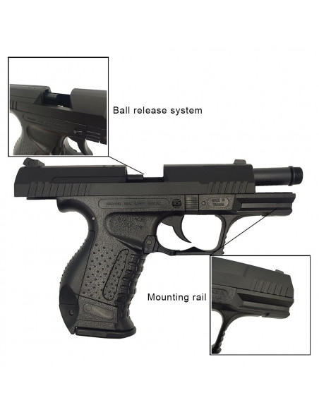 Réplique airsoft HFC HA-124 Noir Style P99 avec silencieux