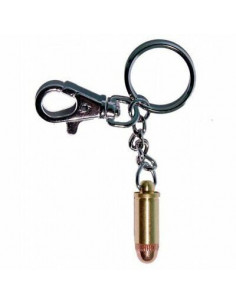 Porte-clé Balle Factice 9mm avec anneau et crochet porte clé armée police