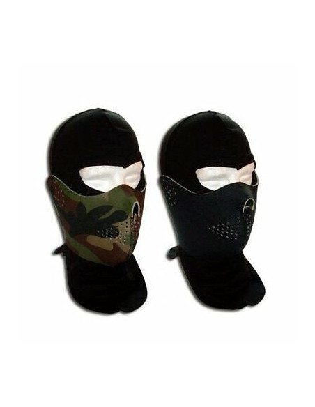 Demi masque réversible noir / camouflage