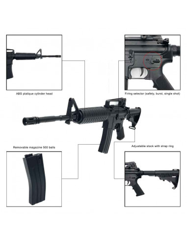 Réplique airsoft M4A1 AEG 0,5 joule D4805 (Well)