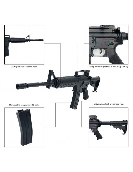 Réplique airsoft M4A1 AEG 0,5 joule D4805 (Well)