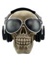 Tirelire en Polyresine / Crâne avec Casque Audio et Lunettes de Soleil / Avec serrure