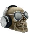 Tirelire en Polyresine / Crâne avec Casque Audio et Lunettes de Soleil / Avec serrure