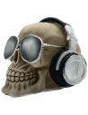 Tirelire en Polyresine / Crâne avec Casque Audio et Lunettes de Soleil / Avec serrure