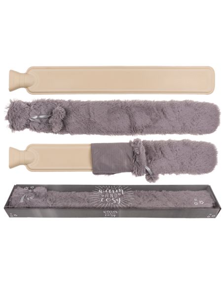Bouillotte tubulaire en Fausse Fourrure - Dimensions : 73 x 12 cm