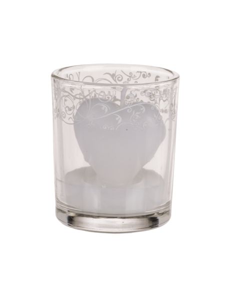 Bougie en Forme de CÅ“ur dans Verre / 3 Couleurs au choix : Rouge-Rose-Blanc / Dimensions : 6,5x5 cm