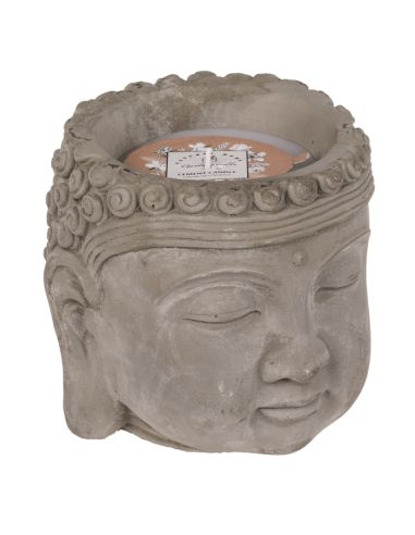 Bougie Tête de Bouddha / Dimensions : 13,5 x 13 cm / Matière: Ciment et Cire
