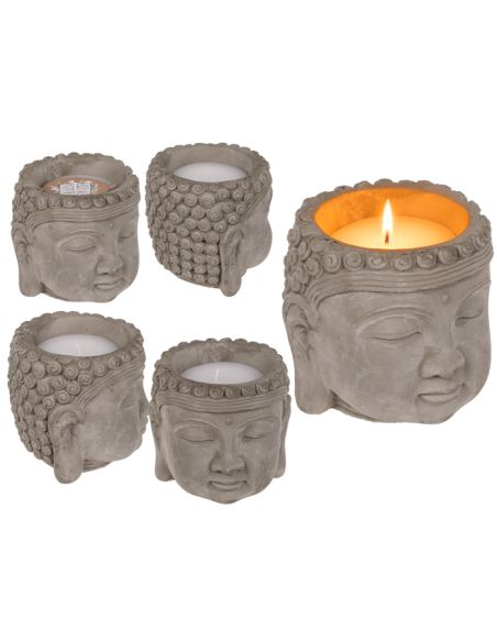 Bougie Tête de Bouddha / Dimensions : 13,5 x 13 cm / Matière: Ciment et Cire