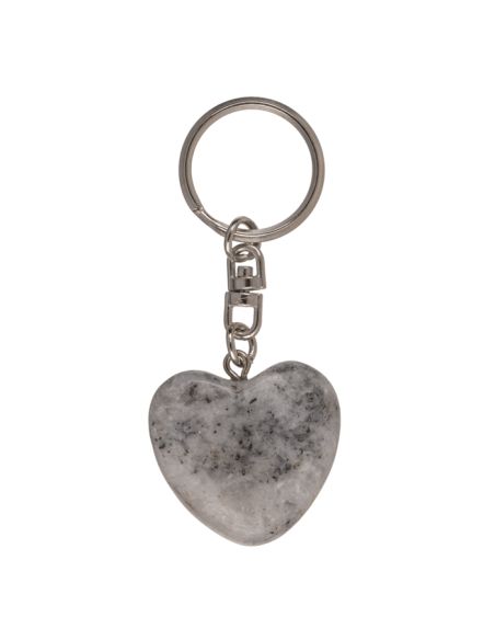 Porte-Clé en Pierre et Métal en Forme de Cœur / Dimensions : 7,5 x 3 cm.