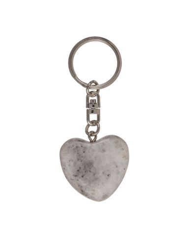Porte-Clé en Pierre et Métal en Forme de Cœur / Dimensions : 7,5 x 3 cm.