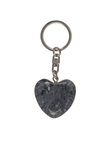 Porte-Clé en Pierre et Métal en Forme de Cœur / Dimensions : 7,5 x 3 cm.