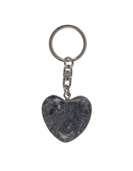 Porte-Clé en Pierre et Métal en Forme de Cœur / Dimensions : 7,5 x 3 cm.