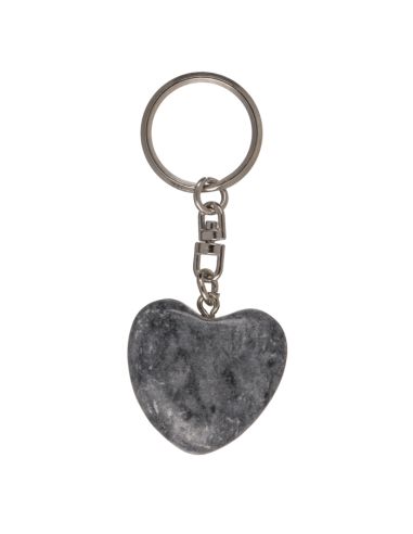 Porte-Clé en Pierre et Métal en Forme de Cœur / Dimensions : 7,5 x 3 cm.
