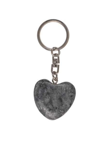 Porte-Clé en Pierre et Métal en Forme de Cœur / Dimensions : 7,5 x 3 cm.