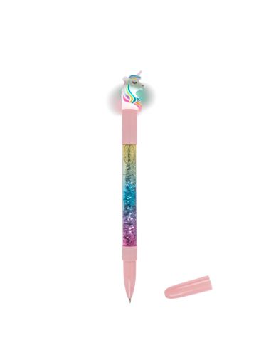 Stylo à Bille Fantaisie Licorne Glitter / Lumineux / Encre Bleue