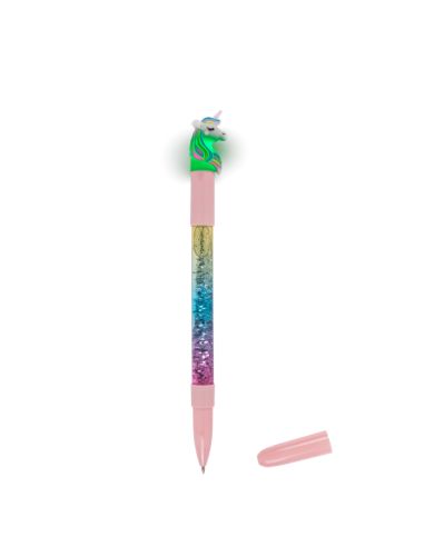 Stylo à Bille Fantaisie Licorne Glitter / Lumineux / Encre Bleue