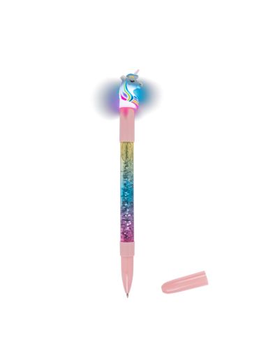 Stylo à Bille Fantaisie Licorne Glitter / Lumineux / Encre Bleue