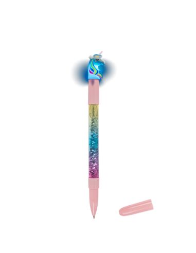 Stylo à Bille Fantaisie Licorne Glitter / Lumineux / Encre Bleue