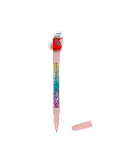Stylo à Bille Fantaisie Licorne Glitter / Lumineux / Encre Bleue