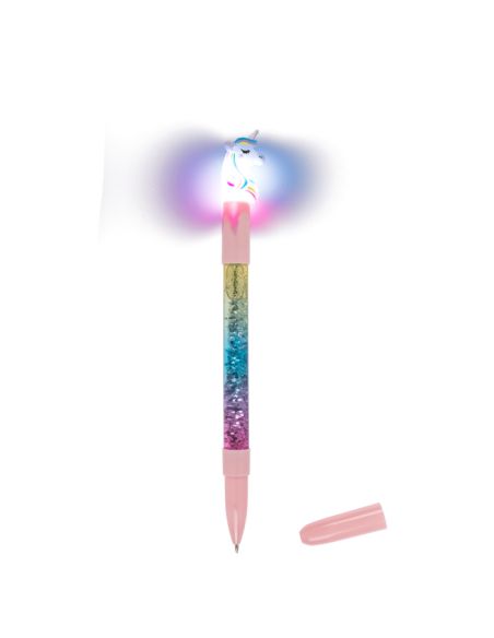 Stylo à Bille Fantaisie Licorne Glitter / Lumineux / Encre Bleue
