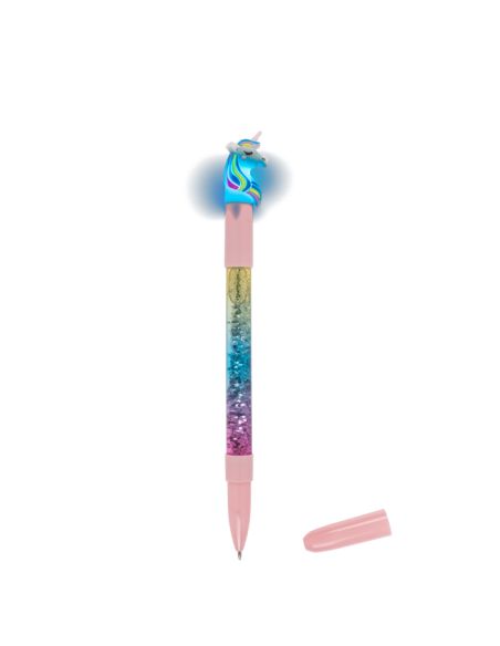 Stylo à Bille Fantaisie Licorne Glitter / Lumineux / Encre Bleue