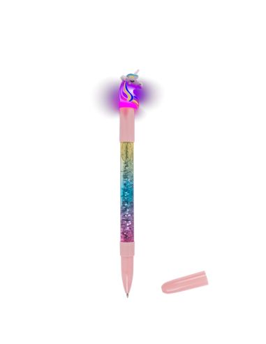 Stylo à Bille Fantaisie Licorne Glitter / Lumineux / Encre Bleue