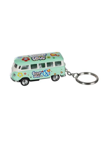 Porte-clés en métal "Combi VW T1 Bus 1962 Peace & Love" / voiture  à friction