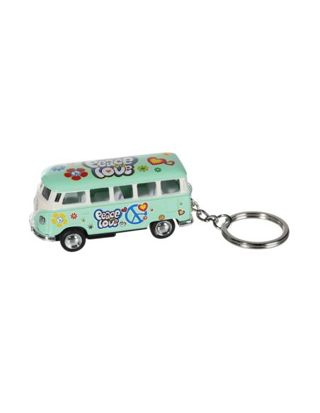 Porte-clés en métal "Combi VW T1 Bus 1962 Peace & Love" / voiture  à friction