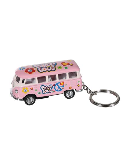 Porte-clés en métal "Combi VW T1 Bus 1962 Peace & Love" / voiture  à friction