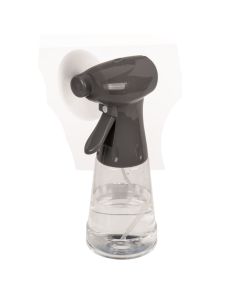 Ventilateur avec flacon vaporisateur, env. 22 cm, en plastique, 2 couleurs ass., pour 3 piles mignon (AA) 12 pièces dans présent