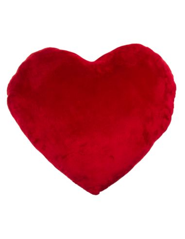 Coussin-Peluche Cœur Rouge / Brodé "I Love You" au Fil Noir / Dimensions : 67 x 47 cm