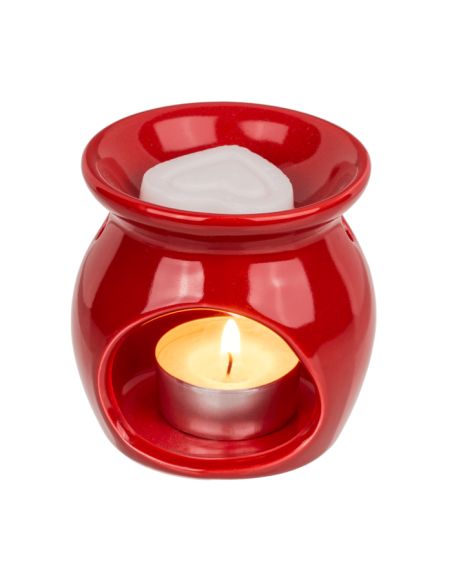 Lampe Aromatique en Céramique Coeur avec Cire Parfumée - 8 x 7,5 cm