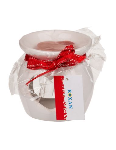 Lampe Aromatique en Céramique Coeur avec Cire Parfumée - 8 x 7,5 cm