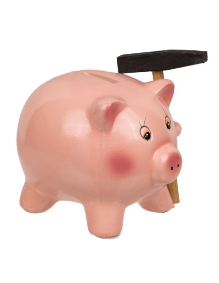 Tirelire Cochon Rose avec Marteau - Dimensions : 12,5 x 10,5 x 9,5 cm