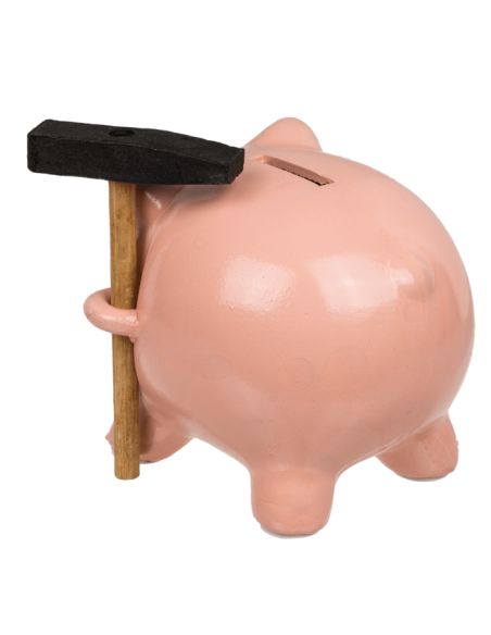 Tirelire Cochon Rose avec Marteau - Dimensions : 12,5 x 10,5 x 9,5 cm