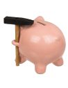 Tirelire Cochon Rose avec Marteau - Dimensions : 12,5 x 10,5 x 9,5 cm