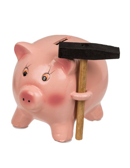 Tirelire Cochon Rose avec Marteau - Dimensions : 12,5 x 10,5 x 9,5 cm